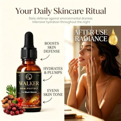 Walker Skin Protect Serum for Black Women - Natural Firming Face Serum, Dark Circle & Uneven Tone Corrector, Lightweight Vitality Oil