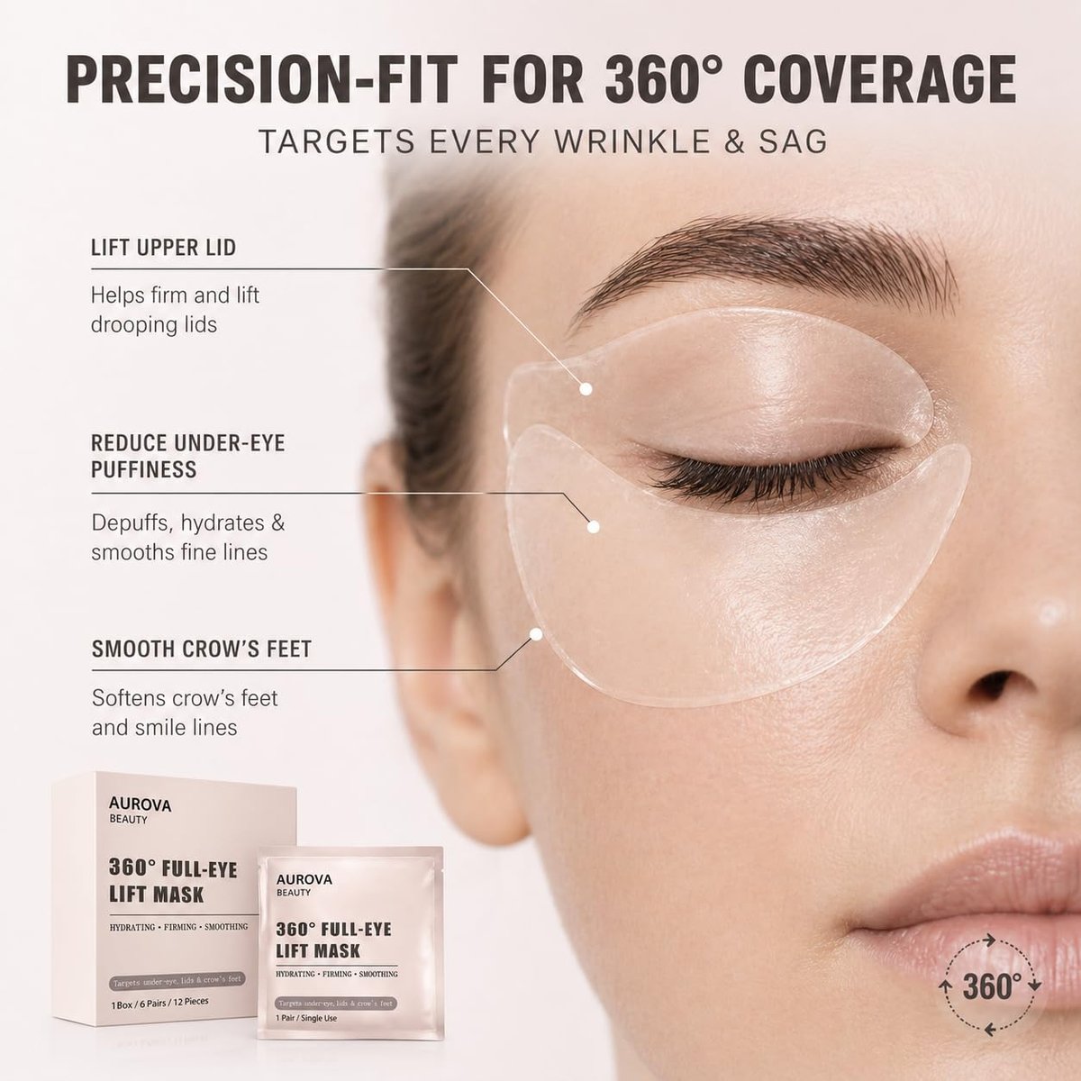 IaramI Aurova Beauty Eye Mask with Bio-Collagen Peptide Complex & Vitamin C – 12 Pieces - görsel 3