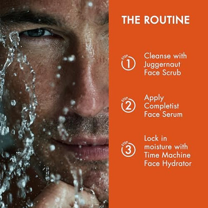 Oak Bishop Men’s Anti Aging Skincare Set – 3 Step Routine with Volcanic Face Scrub, Peptide Serum & Face Moisturizer for Smooth, Hydrated Skin – Made in USA