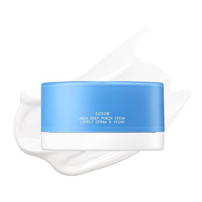 titto Aqua Deep Porin Cream – Hydrating Face Moisturizer with Hyaluronic Acid, Ceramide & Panthenol for Glowing Skin & Barrier Repair, 1.69 fl oz