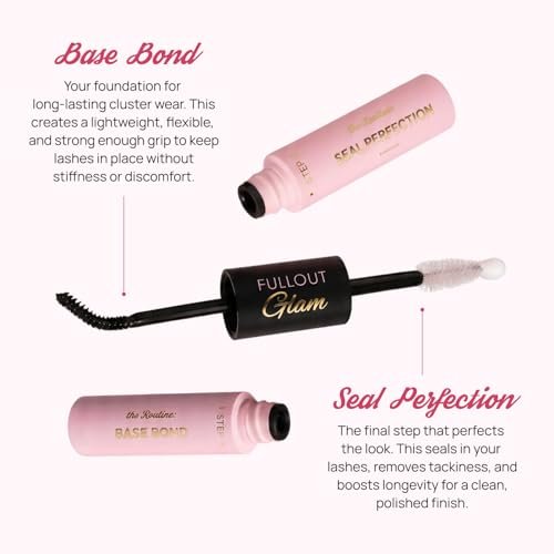 Full Out Glam Icon Lash Clusters DIY Eyelash Extension Kit – Wispy Natural Individual Lashes with Glue, Long-Lasting Cluster Lashes, 8-14mm False Eyelashes Set (50 Pair, Black) - görsel 16