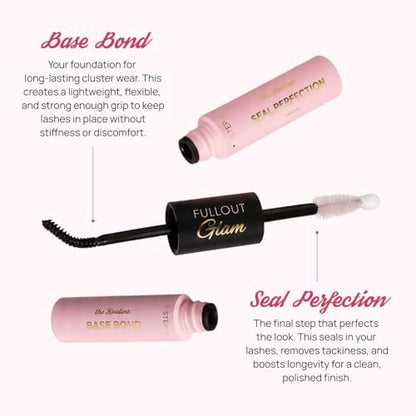 Full Out Glam Icon Lash Clusters DIY Eyelash Extension Kit – Wispy Natural Individual Lashes with Glue, Long-Lasting Cluster Lashes, 8-14mm False Eyelashes Set (50 Pair, Black)